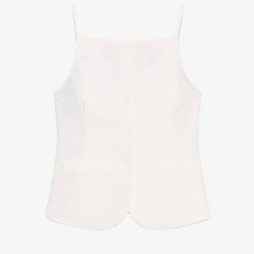 Zara White Button-Front Camisole - Picture 4 of 4